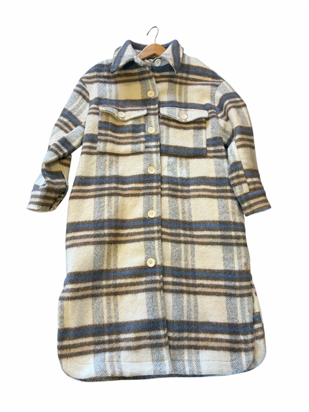 MABLE Long Plaid Heavy Shirt Jacket - Picture 4 of 9